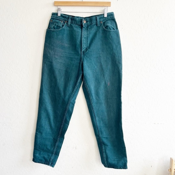 Vintage Levi’s 551 Green/Blue USA Tapered Relaxed Fit Jean - Picture 4 of 15
